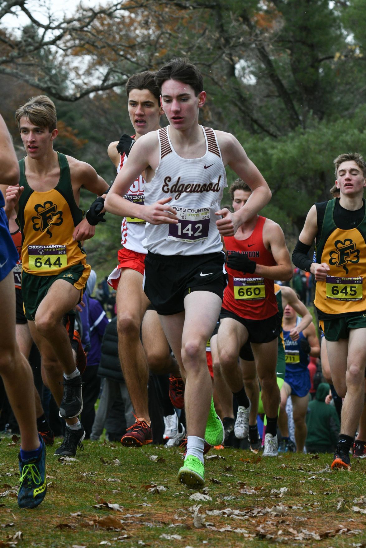 WIAA state cross country photo: Leo Richardson, Madison Edgewood